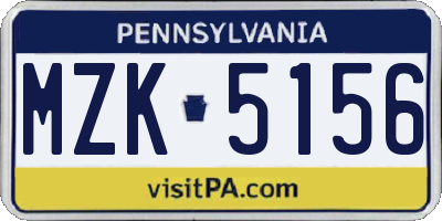 PA license plate MZK5156