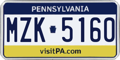 PA license plate MZK5160