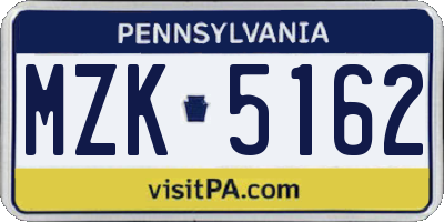 PA license plate MZK5162