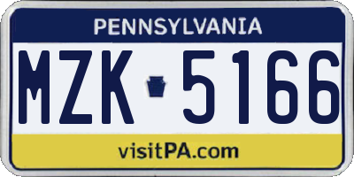 PA license plate MZK5166