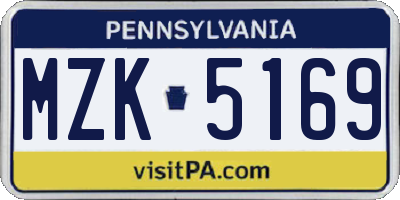 PA license plate MZK5169