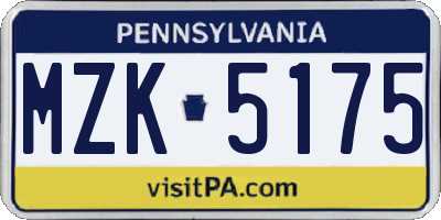 PA license plate MZK5175