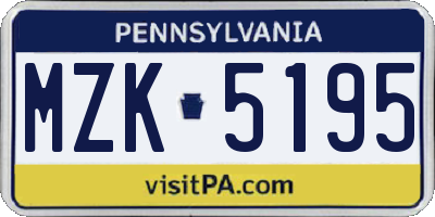 PA license plate MZK5195