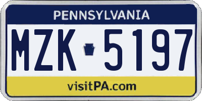 PA license plate MZK5197