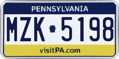 PA license plate MZK5198