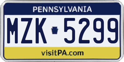PA license plate MZK5299