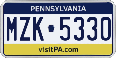 PA license plate MZK5330