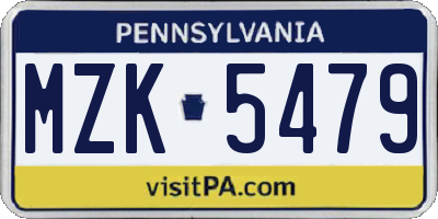 PA license plate MZK5479