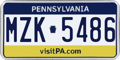 PA license plate MZK5486