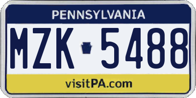 PA license plate MZK5488