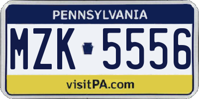 PA license plate MZK5556