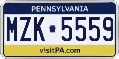 PA license plate MZK5559