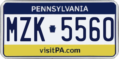 PA license plate MZK5560
