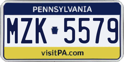 PA license plate MZK5579