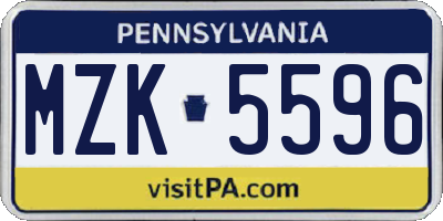 PA license plate MZK5596