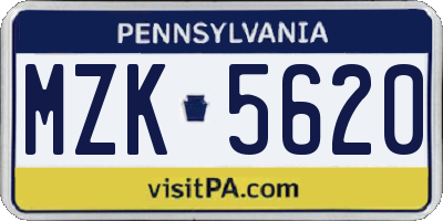 PA license plate MZK5620