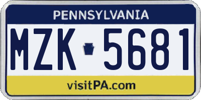 PA license plate MZK5681