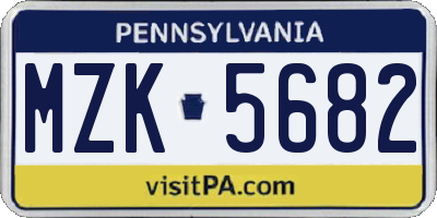 PA license plate MZK5682