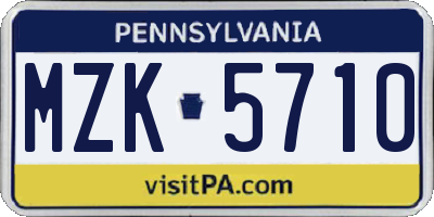 PA license plate MZK5710