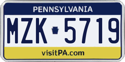 PA license plate MZK5719