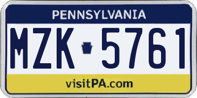 PA license plate MZK5761