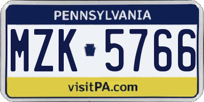 PA license plate MZK5766