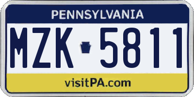 PA license plate MZK5811