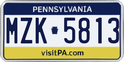 PA license plate MZK5813