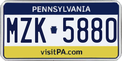 PA license plate MZK5880