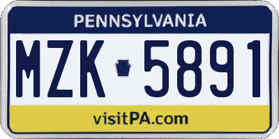 PA license plate MZK5891