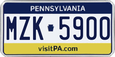PA license plate MZK5900