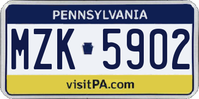 PA license plate MZK5902