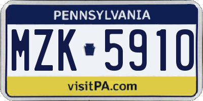 PA license plate MZK5910