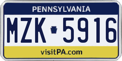 PA license plate MZK5916