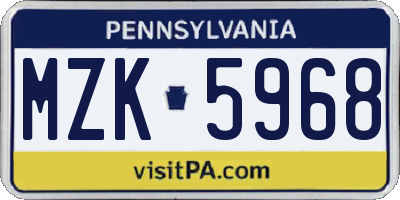 PA license plate MZK5968