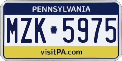 PA license plate MZK5975
