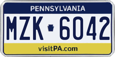 PA license plate MZK6042