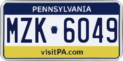 PA license plate MZK6049