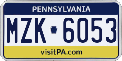 PA license plate MZK6053
