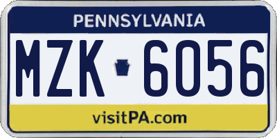 PA license plate MZK6056