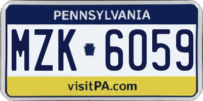 PA license plate MZK6059