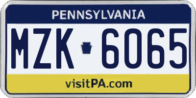 PA license plate MZK6065