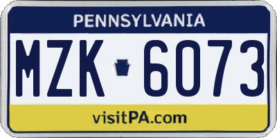 PA license plate MZK6073