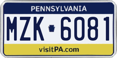 PA license plate MZK6081