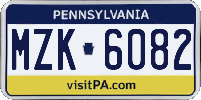 PA license plate MZK6082
