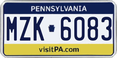 PA license plate MZK6083