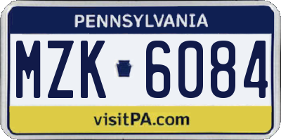 PA license plate MZK6084