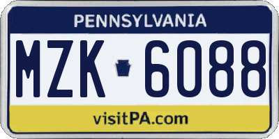 PA license plate MZK6088