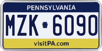 PA license plate MZK6090