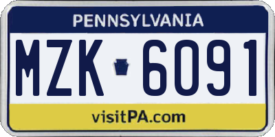 PA license plate MZK6091